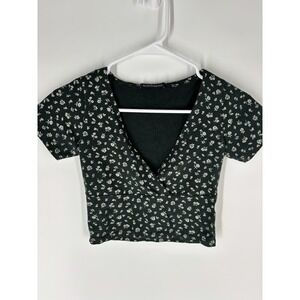 Brandy Melville Womens Y2K Amara Floral Crop Top Sz S V‎ Neck Ditsy Cottage Wrap